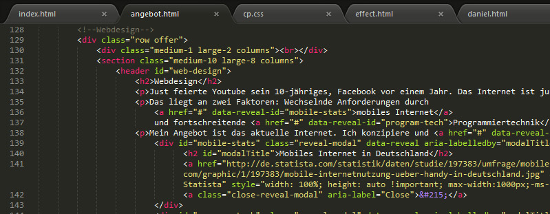 Screenshot des Code Editors SublimeText2
